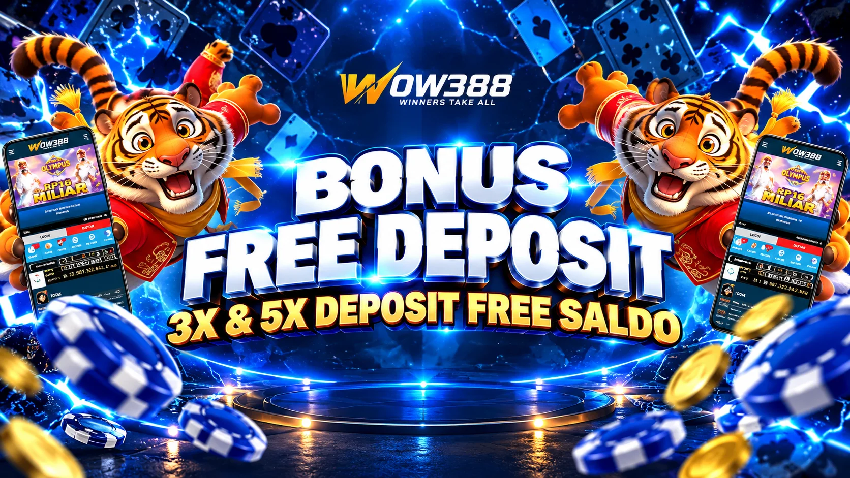 Bonus Free Deposit 3x & 5x Free Saldo WOW388