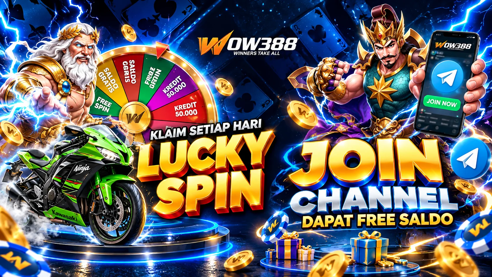 Klaim Setiap Hari Lucky Spin dan Free Saldo Channel Telegram WOW388